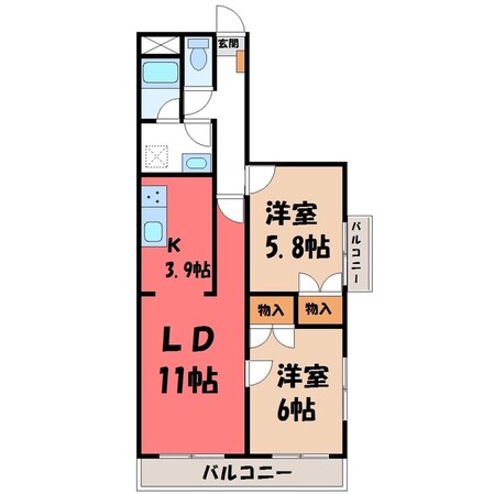 東宿郷駅 徒歩25分 2階の物件間取画像